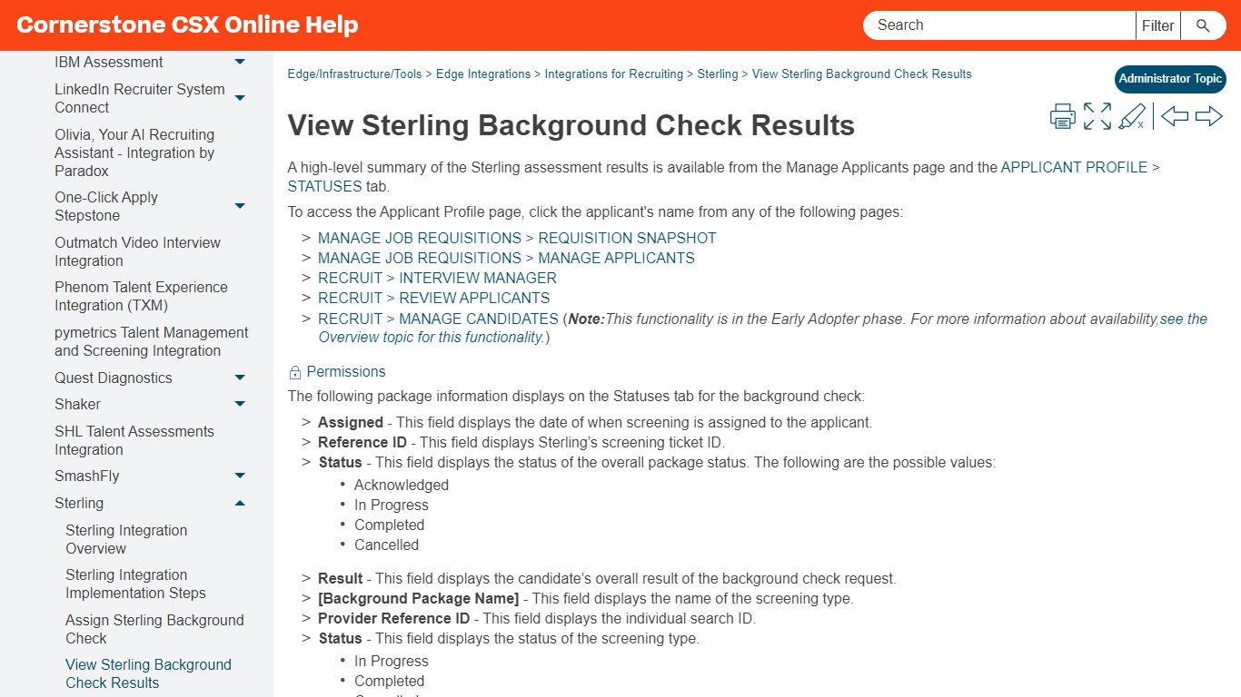 View Sterling Background Check Results - Cornerstone OnDemand